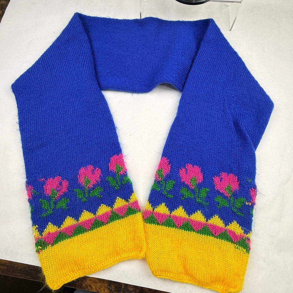 Vintage Hansen Knit Beanie and Scarf Set Floral Design