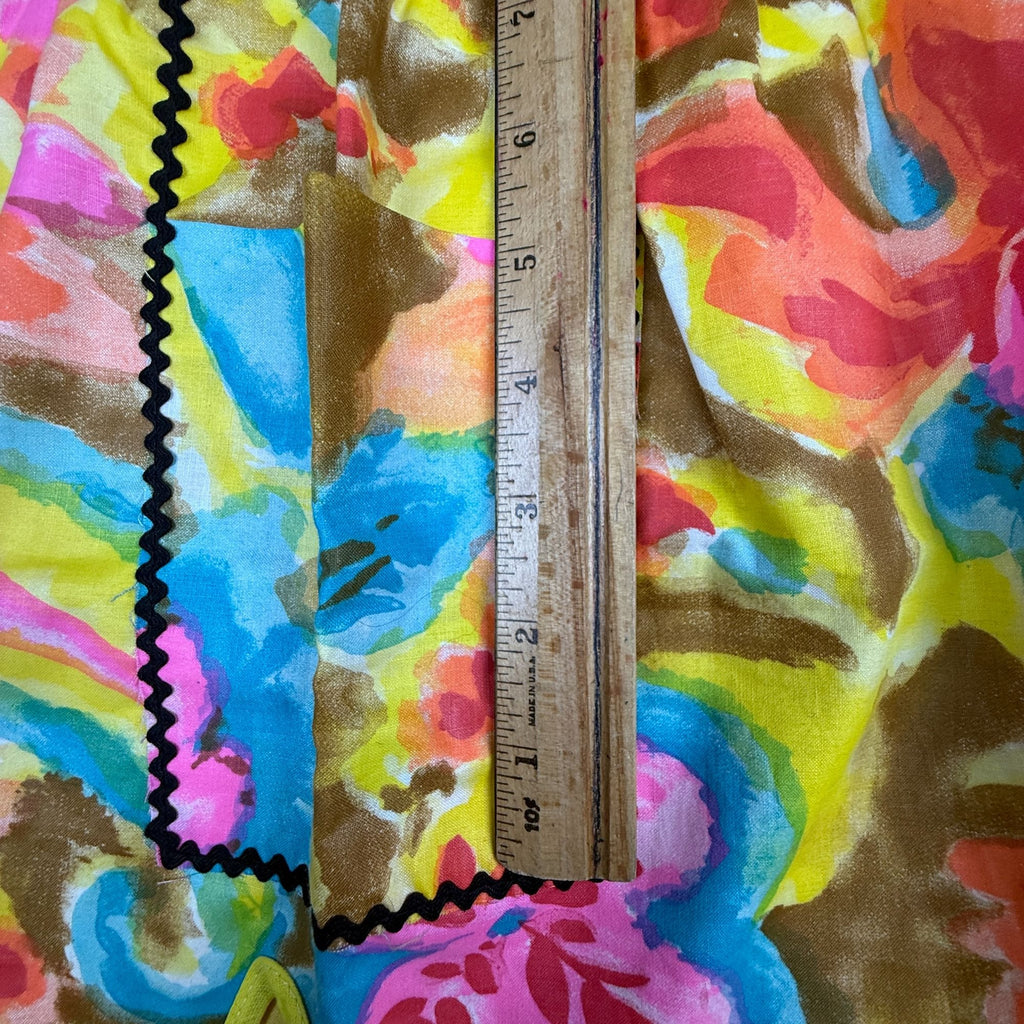 Vintage Handmade Reversible Half Apron With Pockets In Bright Floral Design