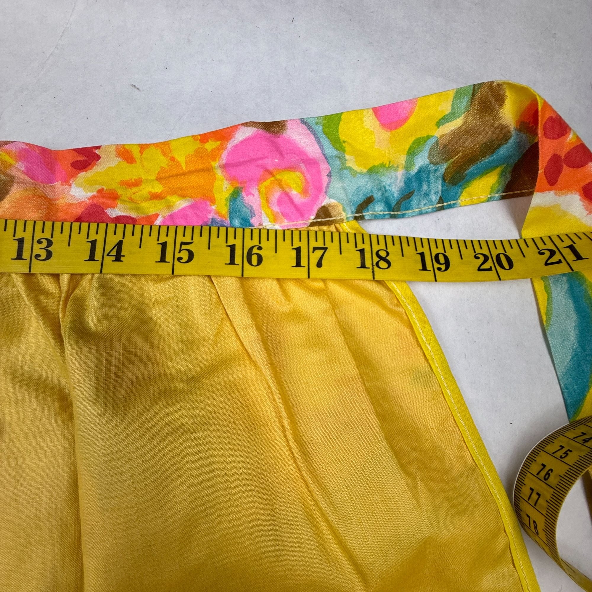 Vintage Handmade Reversible Half Apron With Pockets In Bright Floral Design