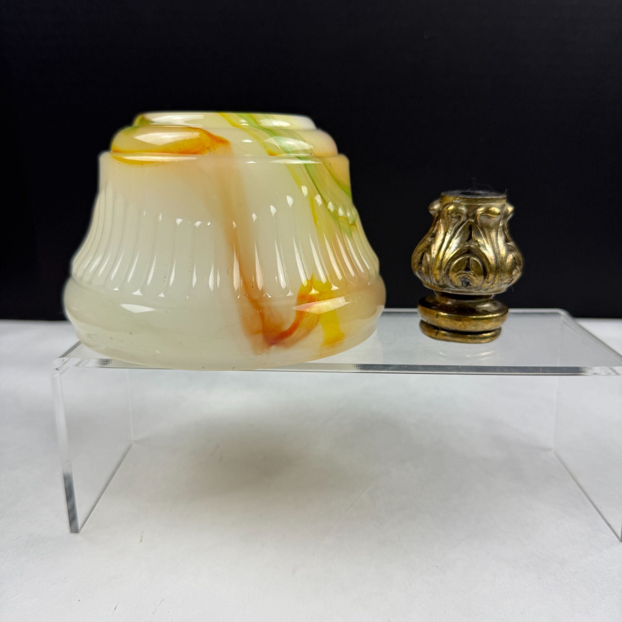 Vintage Floor Lamp Parts Cadmium Slag Glass Husk and Spacer