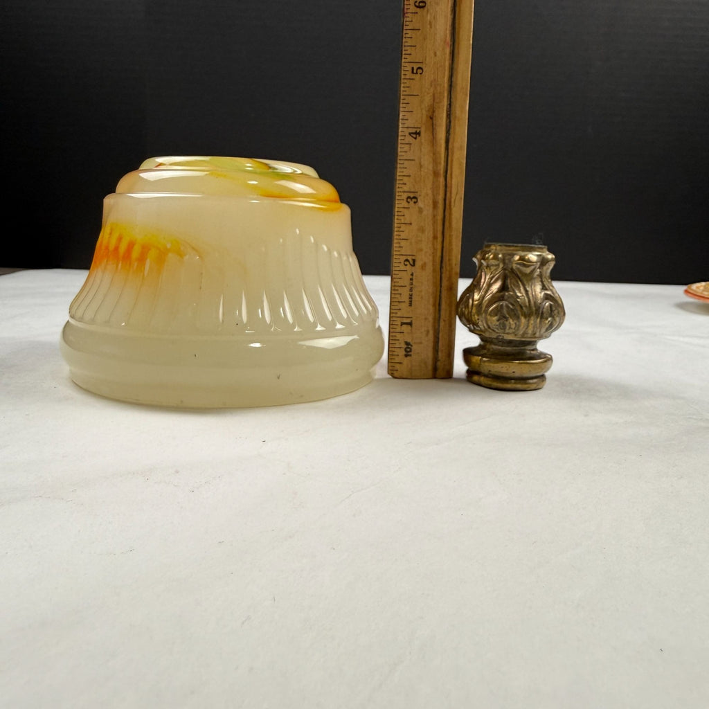 Vintage Floor Lamp Parts Cadmium Slag Glass Husk and Spacer