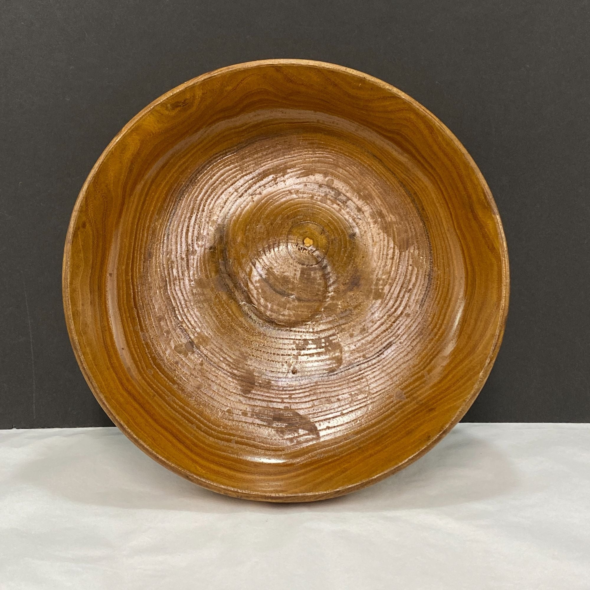 Vintage Turned Wood Art Bowl  10 inch