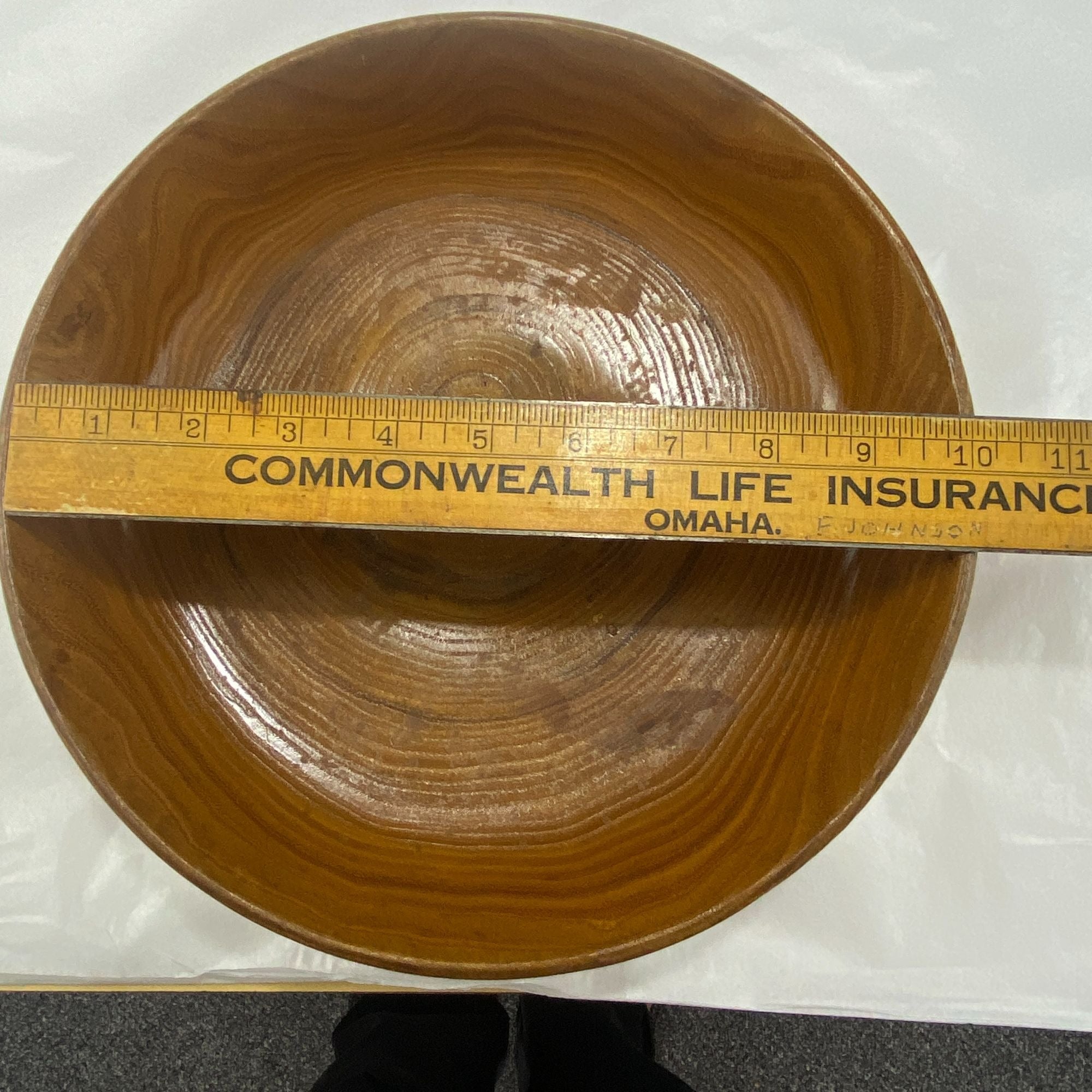 Vintage Turned Wood Art Bowl  10 inch