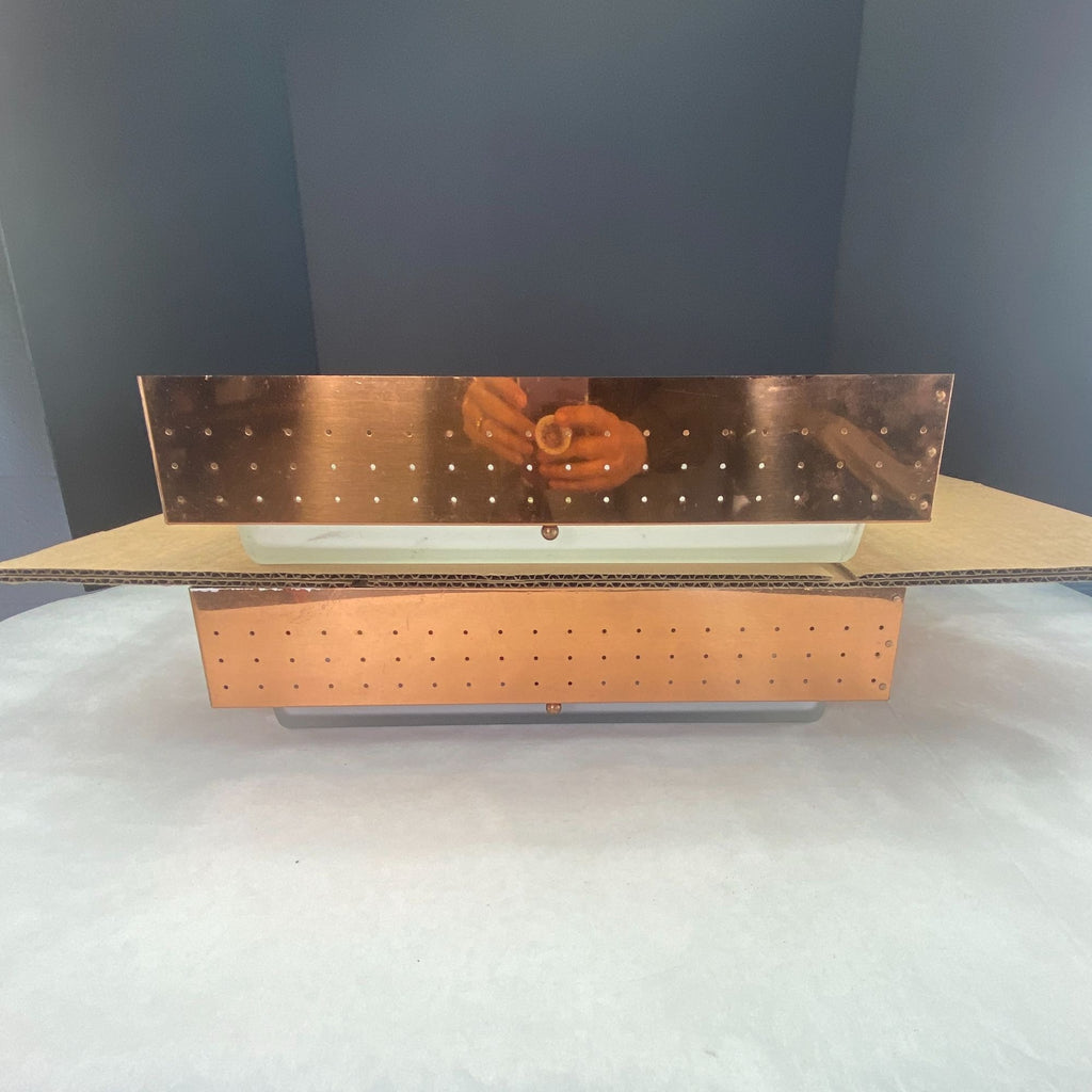 Vintage Mid Century MOE Pierced Copper Square Shade ONLY 2  Lot