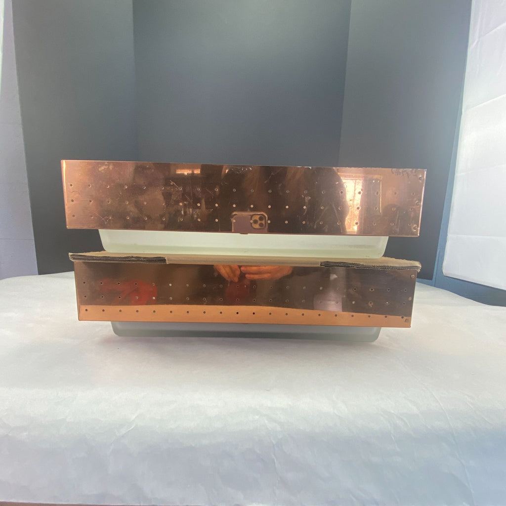 Vintage Mid Century MOE Pierced Copper Square Shade ONLY 2  Lot