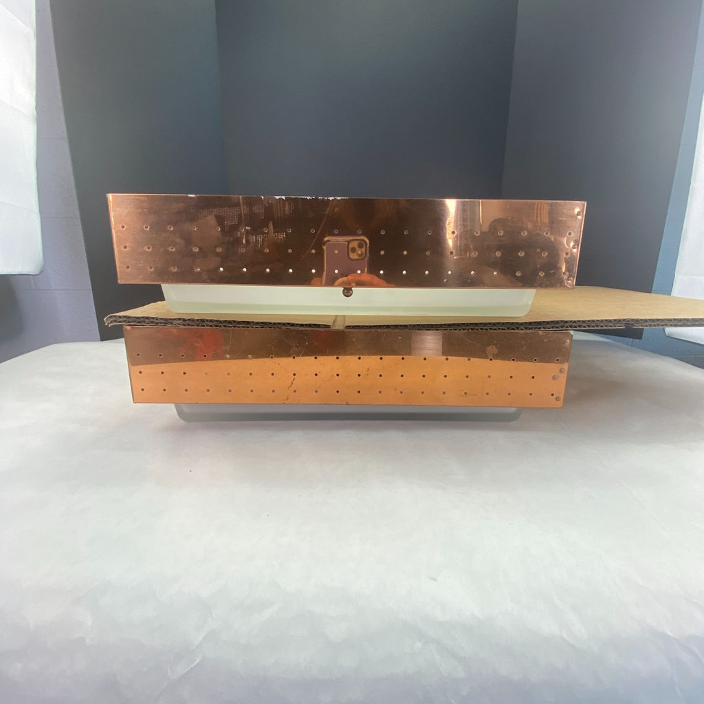 Vintage Mid Century MOE Pierced Copper Square Shade ONLY 2  Lot