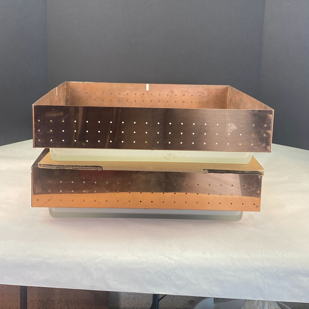 Vintage Mid Century MOE Pierced Copper Square Shade ONLY 2  Lot