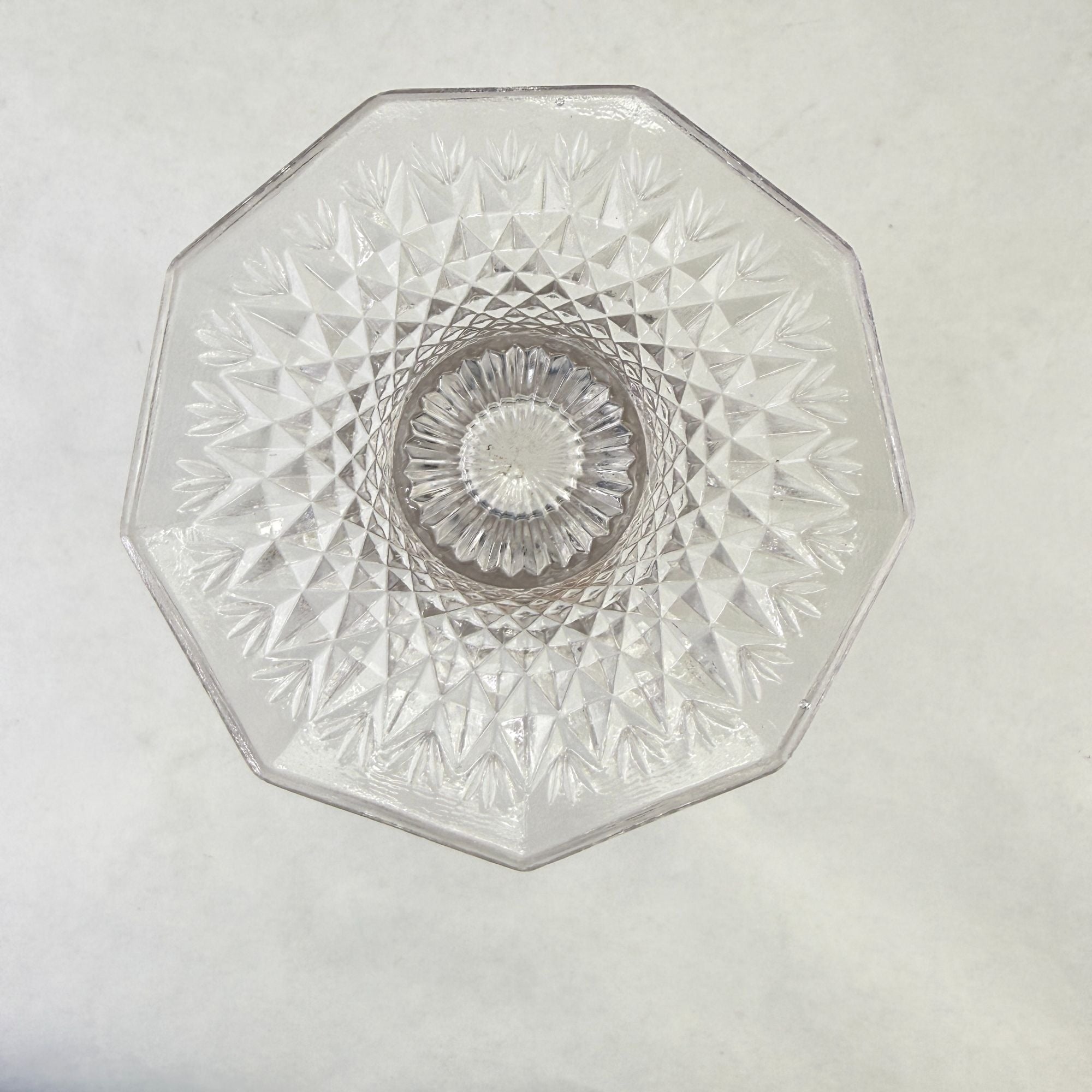 Vintage Glass Trumpet Vase Scalloped Sawtooth Edge