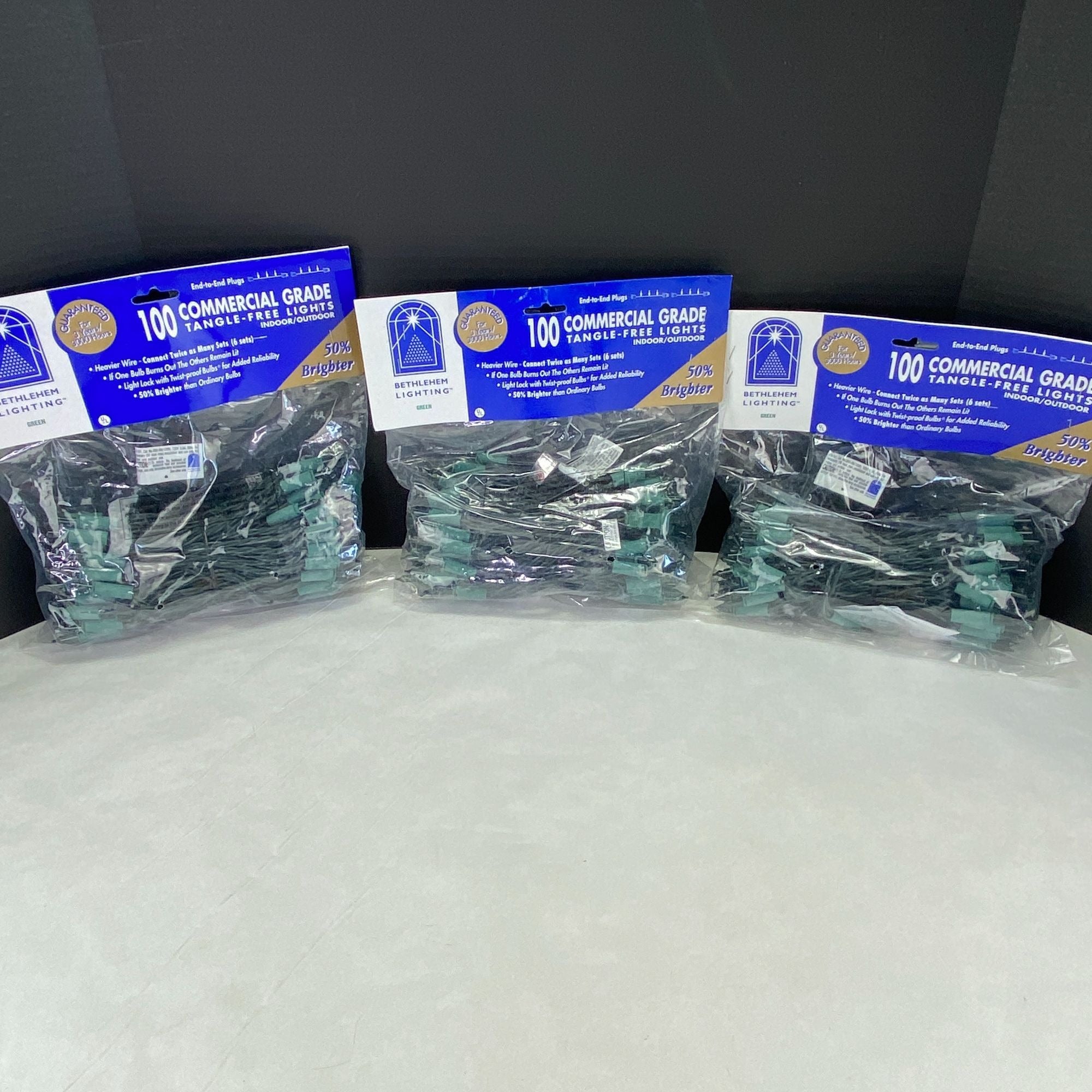 Bethlehem Lighting 100 Commercial End to End Christmas String Lights Lot of 3