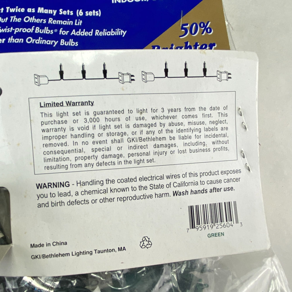 Bethlehem Lighting 100 Commercial End to End Christmas String Lights Lot of 3