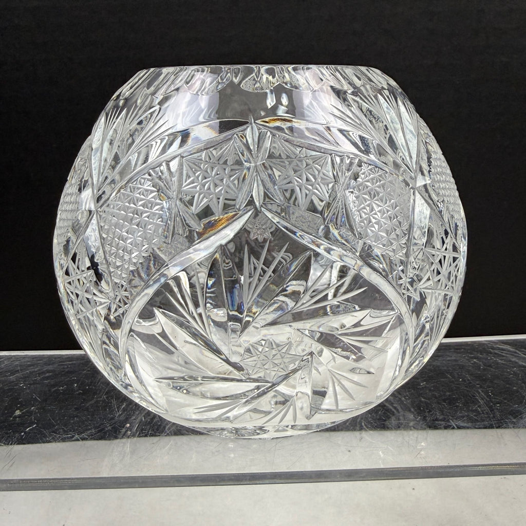 Vintage Crystal Pinwheel and Fan Rose Bowl Vase