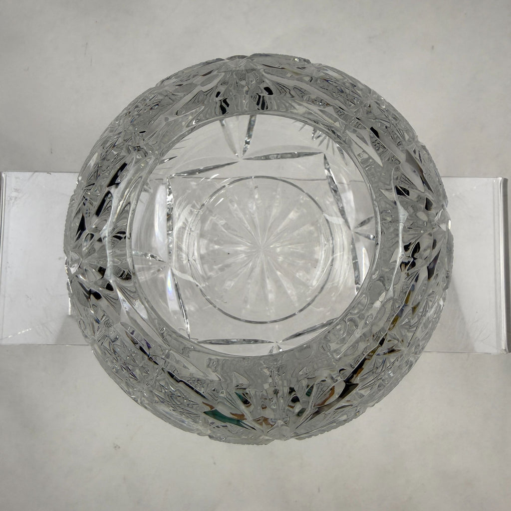 Vintage Crystal Pinwheel and Fan Rose Bowl Vase