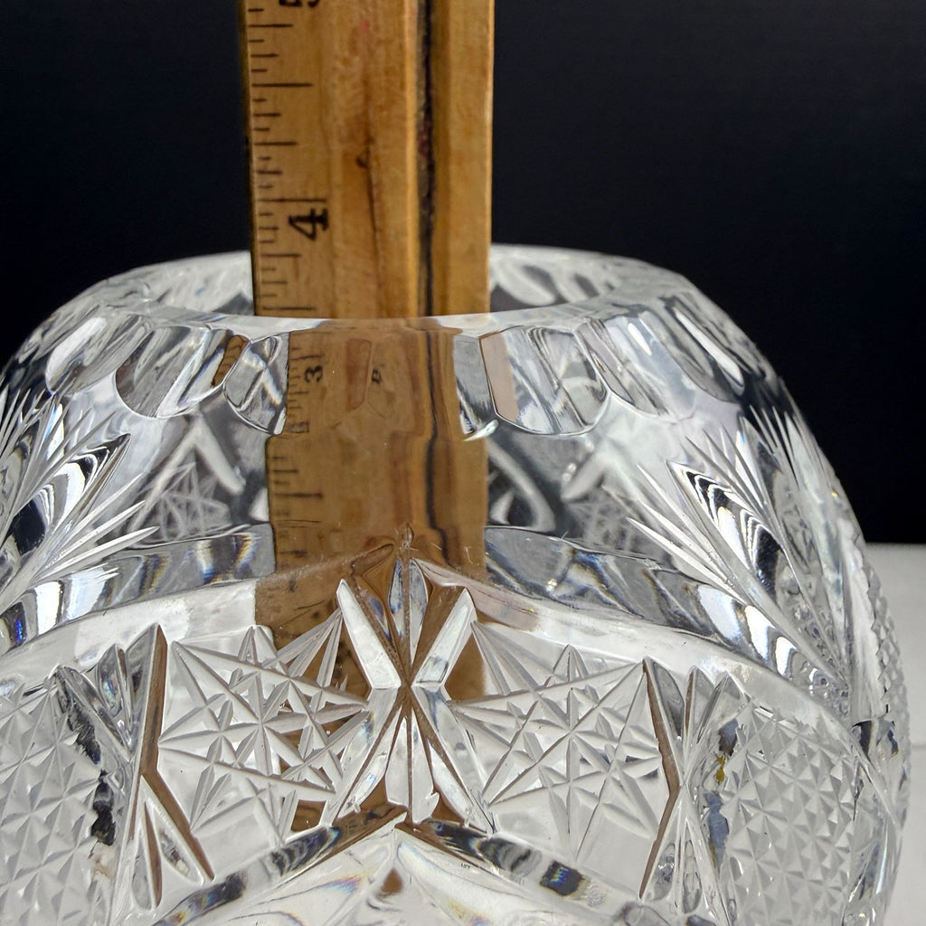 Vintage Crystal Pinwheel and Fan Rose Bowl Vase