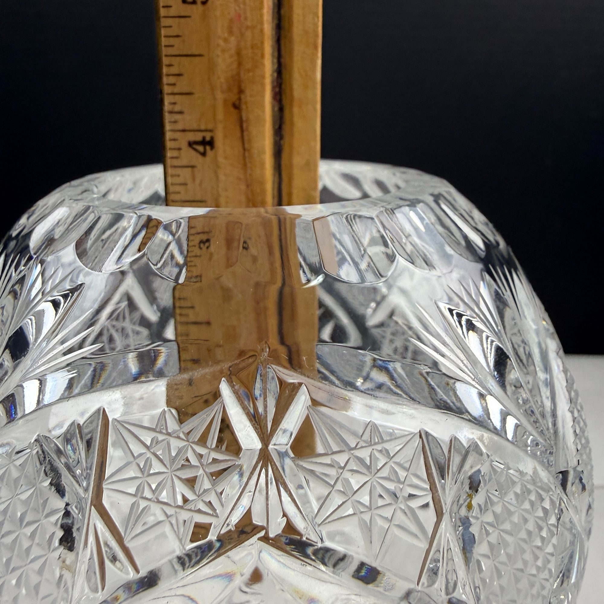 Vintage Crystal Pinwheel and Fan Rose Bowl Vase