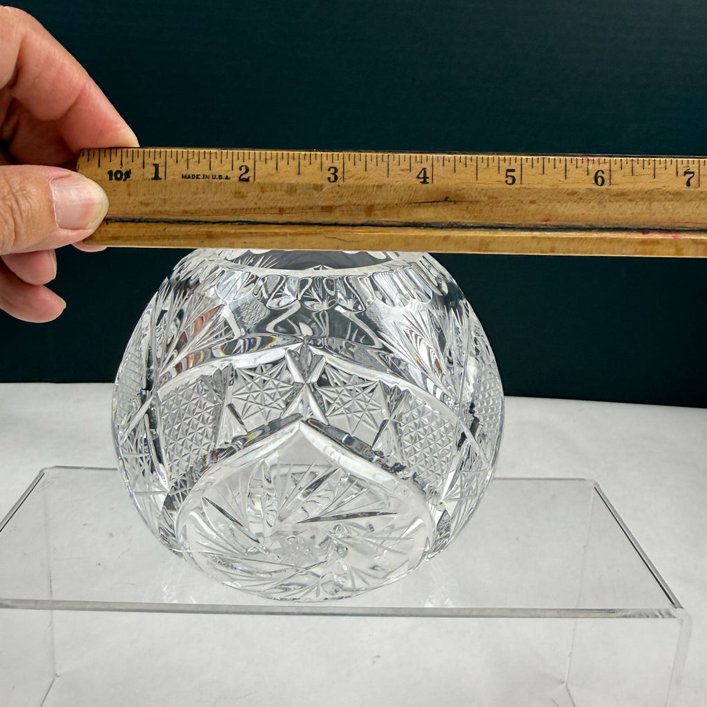 Vintage Crystal Pinwheel and Fan Rose Bowl Vase