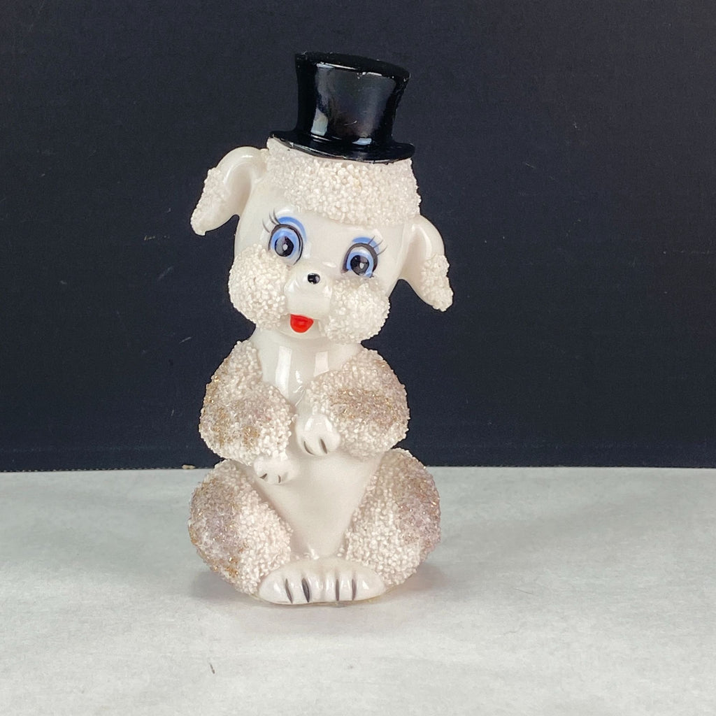 Vintage Spaghetti Poodle With Black Top Hat Figurine