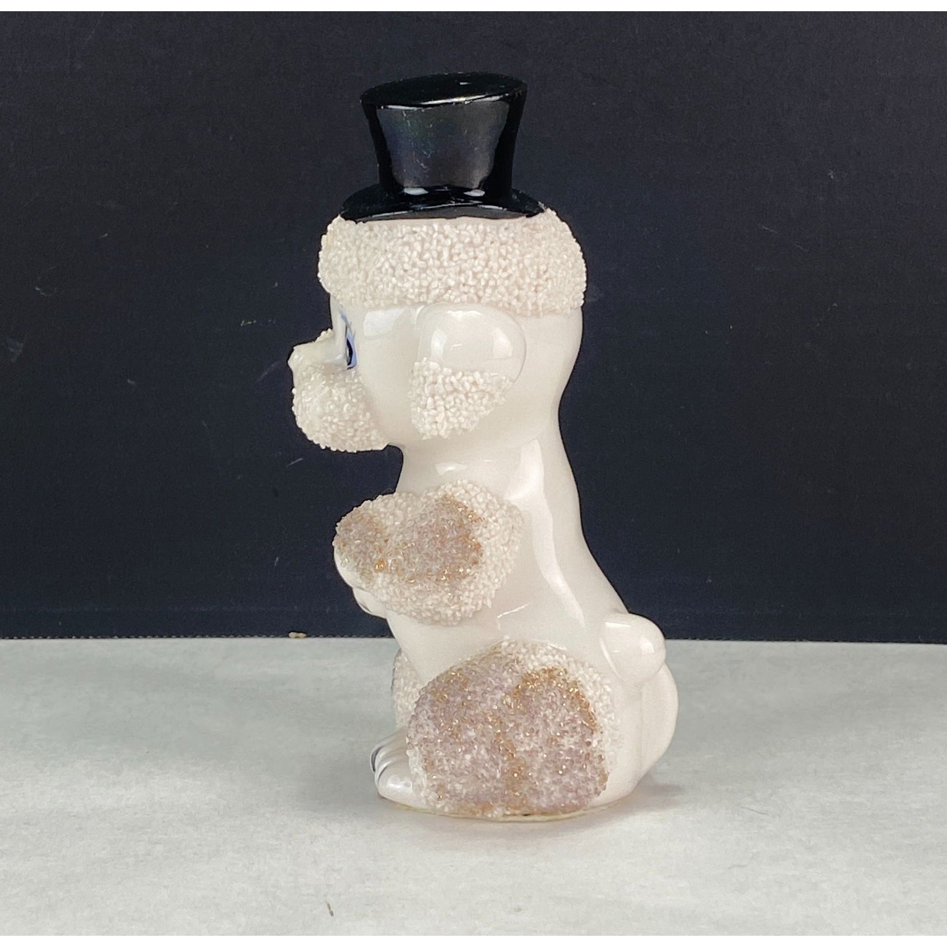 Vintage Spaghetti Poodle With Black Top Hat Figurine