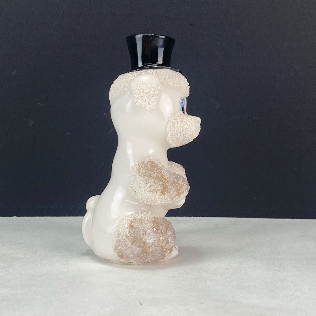 Vintage Spaghetti Poodle With Black Top Hat Figurine