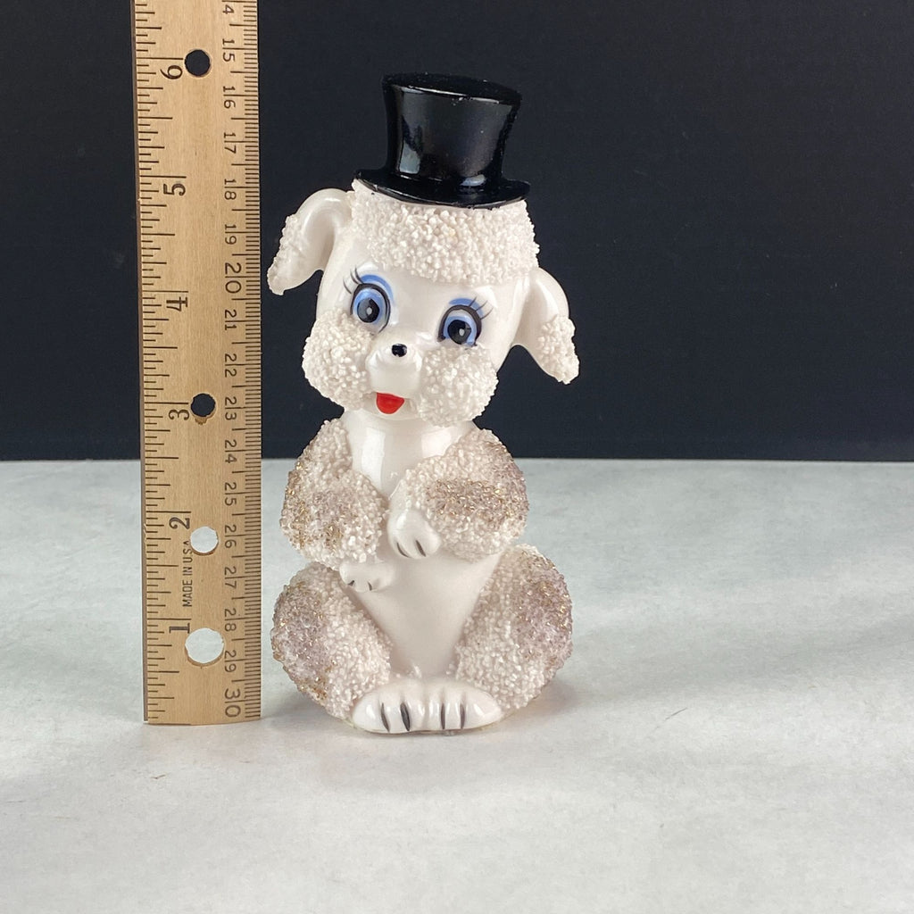 Vintage Spaghetti Poodle With Black Top Hat Figurine