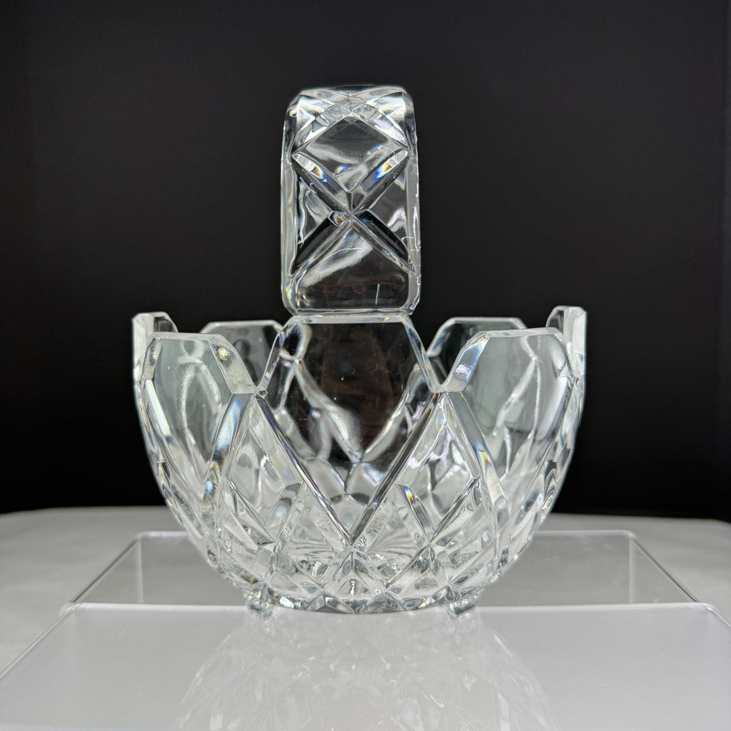 Vintage Lead Crystal Basket Candy Dish
