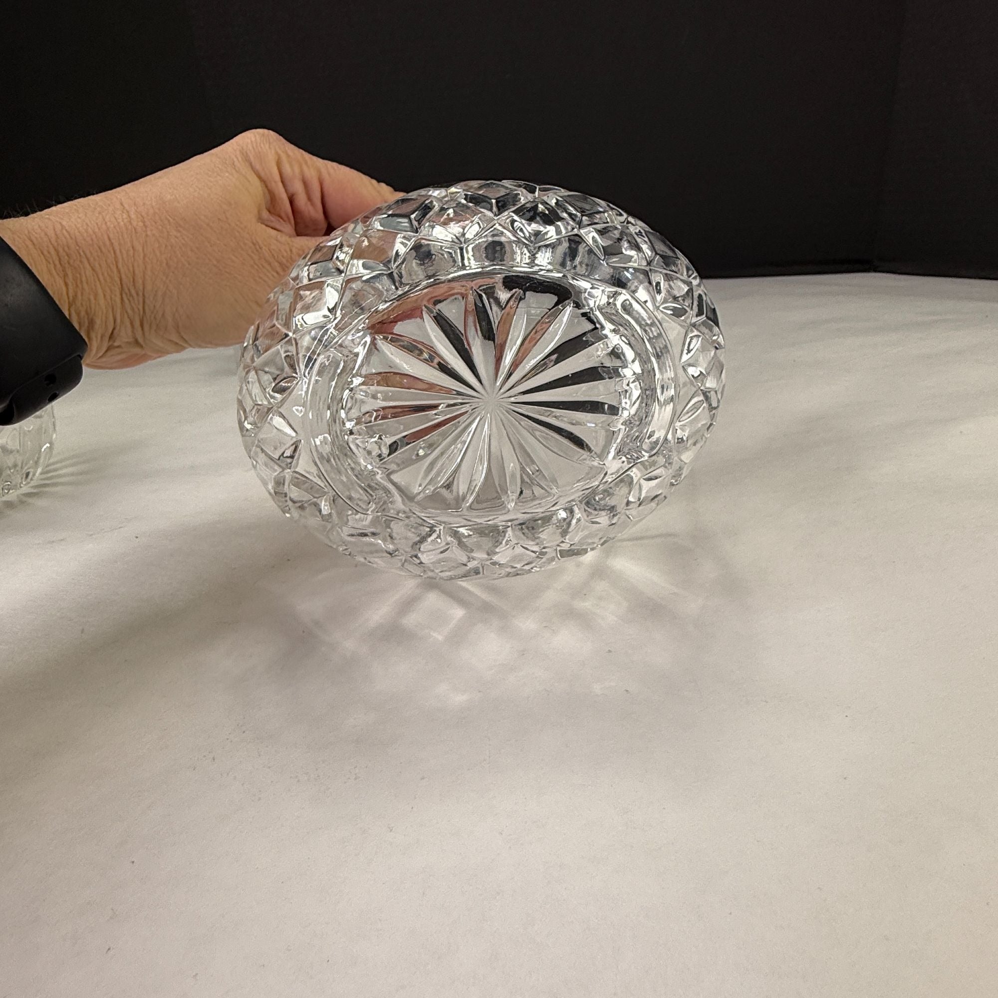 Vintage Lead Crystal Basket Candy Dish
