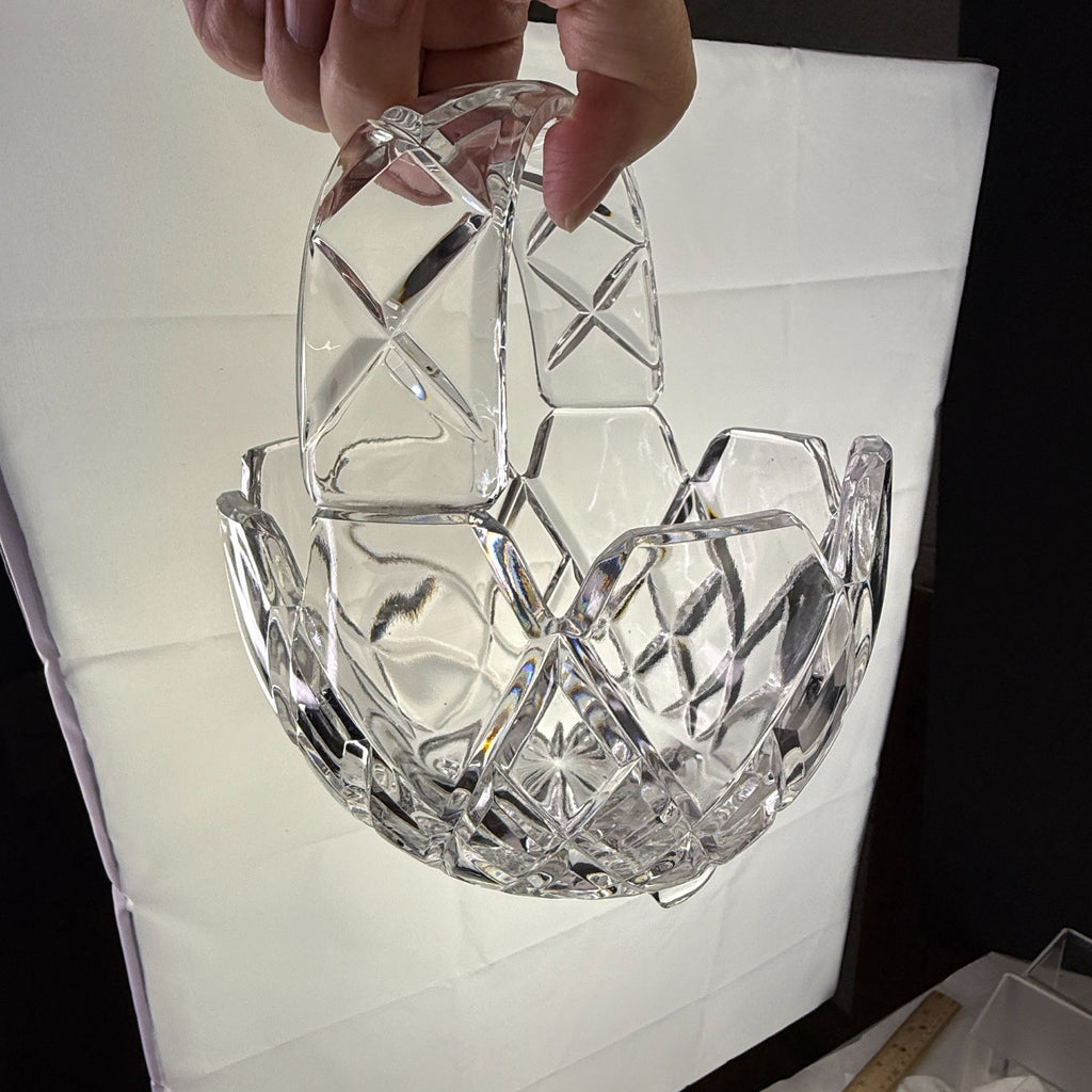 Vintage Lead Crystal Basket Candy Dish