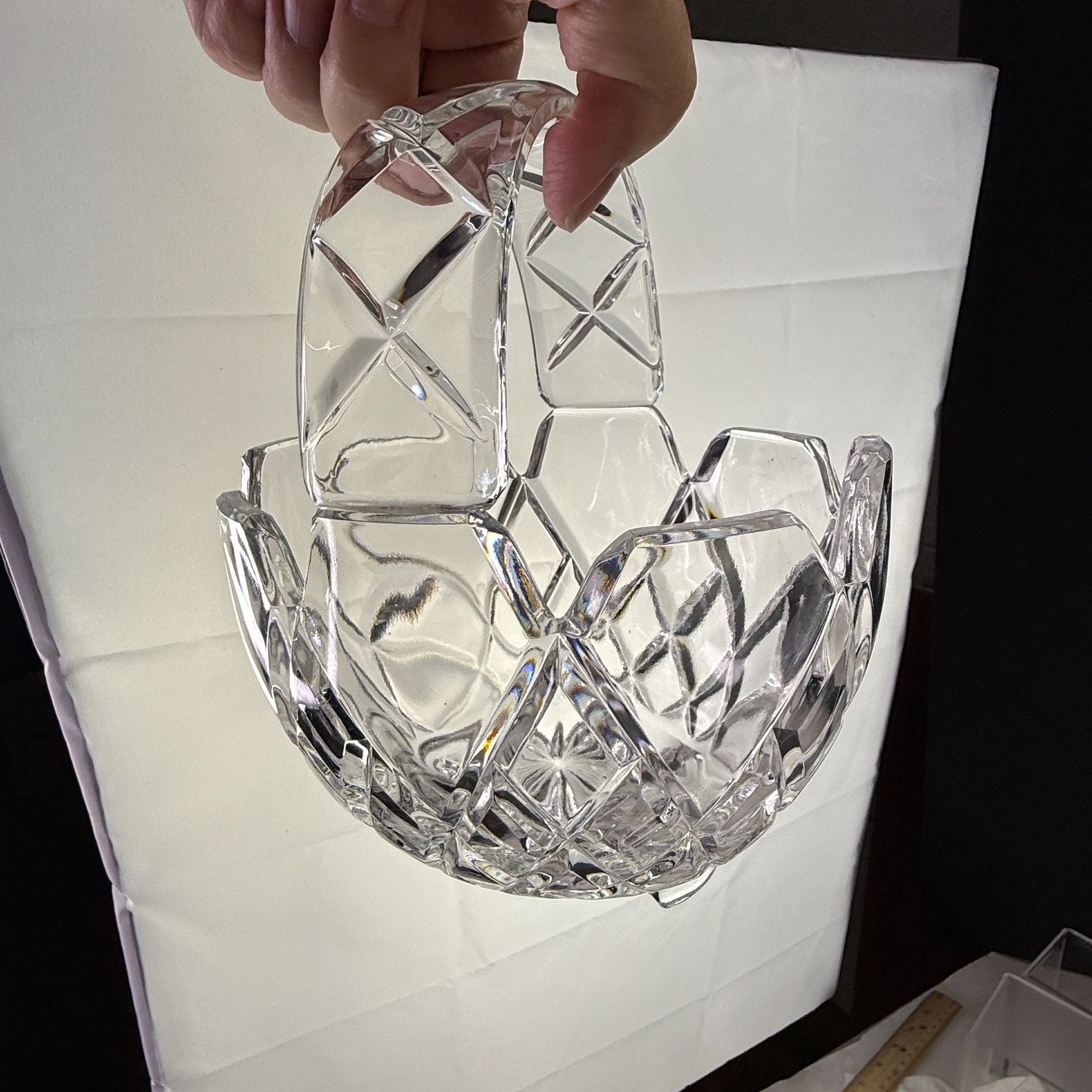 Vintage Lead Crystal Basket Candy Dish