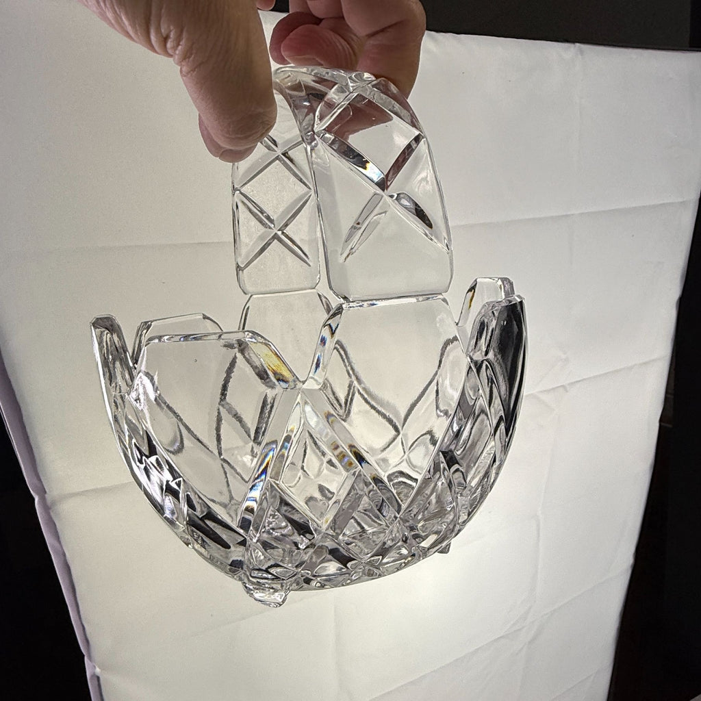 Vintage Lead Crystal Basket Candy Dish