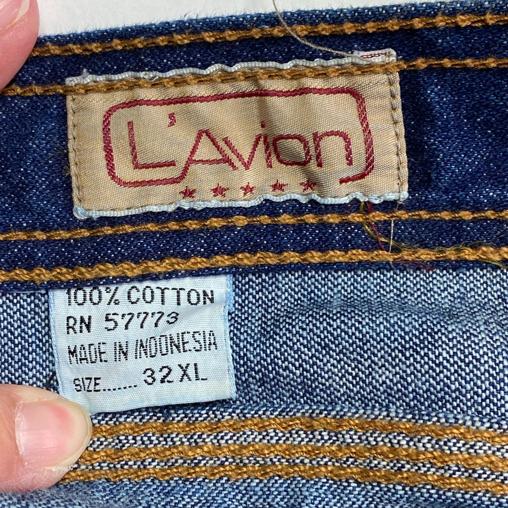 Vintage L'Avion Blue 5 Pocket Denim Jeans 32 XL
