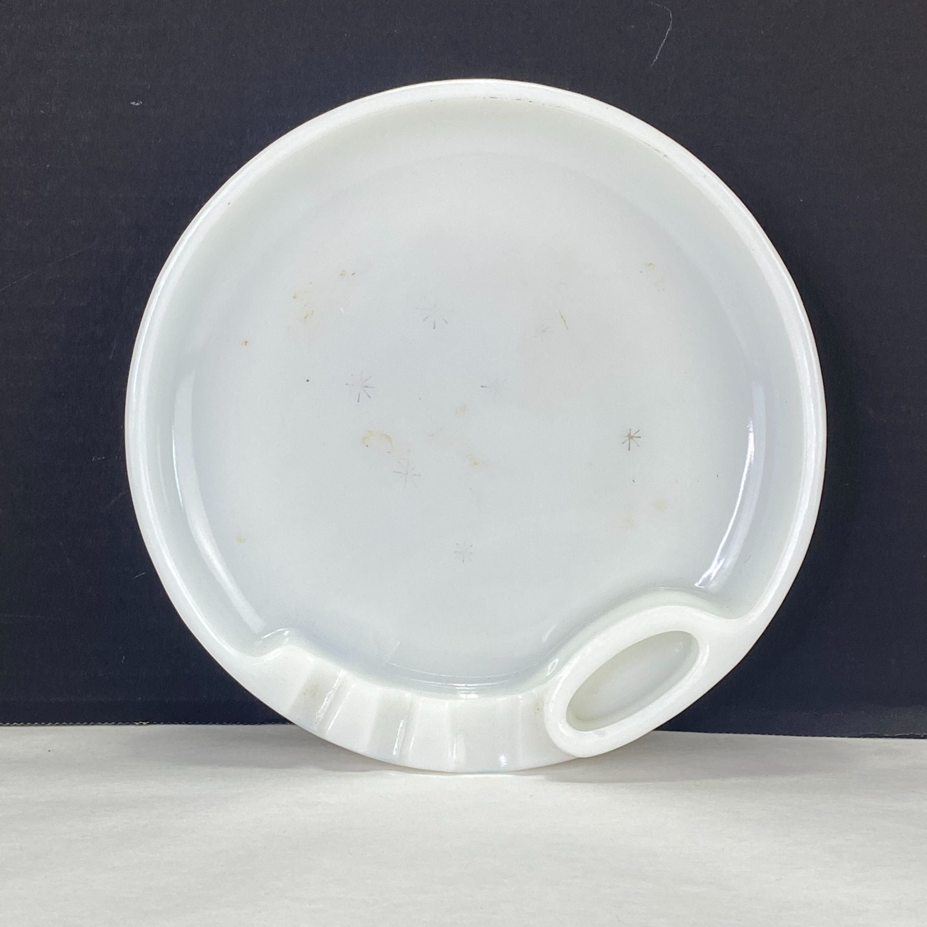 Vintage Milk Glass Ashtray with Lighter Insert Mid Century Modern