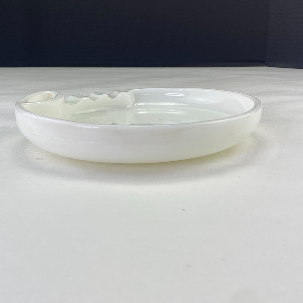 Vintage Milk Glass Ashtray with Lighter Insert Mid Century Modern