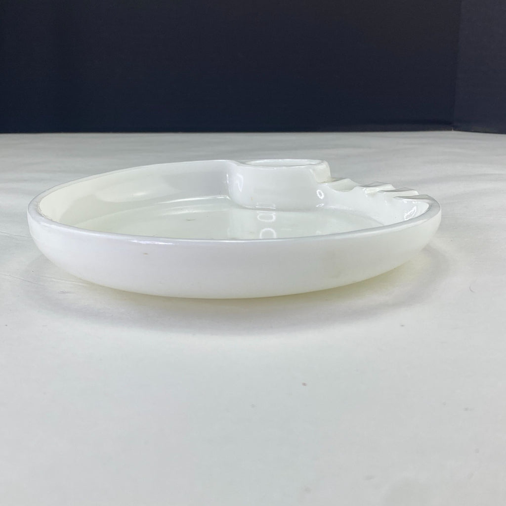 Vintage Milk Glass Ashtray with Lighter Insert Mid Century Modern