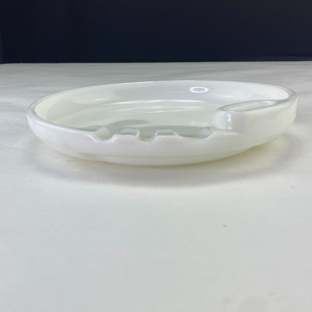 Vintage Milk Glass Ashtray with Lighter Insert Mid Century Modern