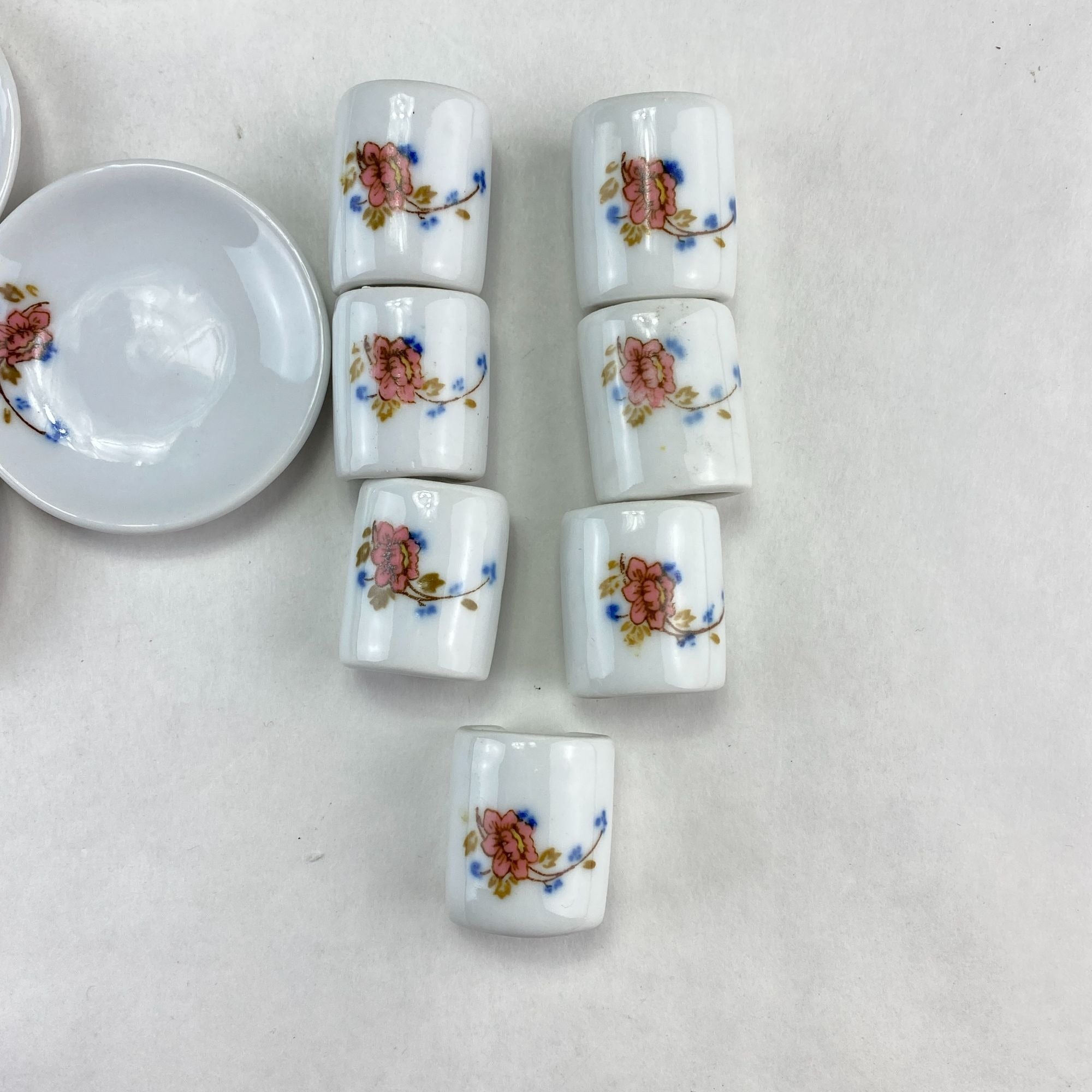 Vintage Strombecker Pretend Play Mini Dish Set 32 Pcs With Floral Design