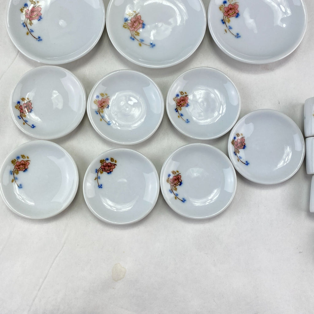 Vintage Strombecker Pretend Play Mini Dish Set 32 Pcs With Floral Design