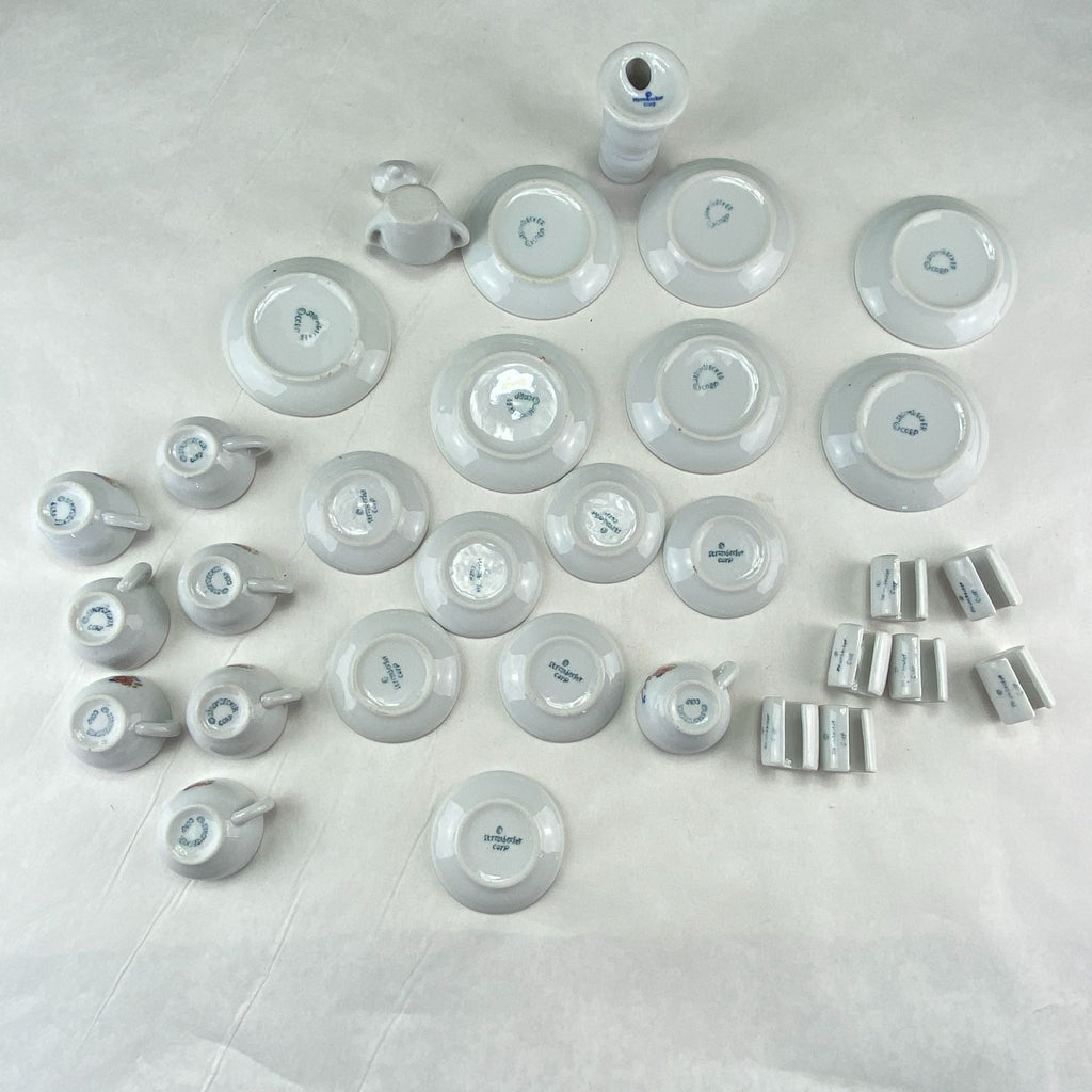 Vintage Strombecker Pretend Play Mini Dish Set 32 Pcs With Floral Design