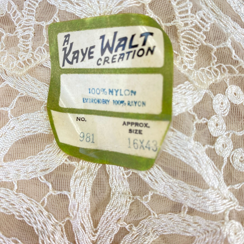Vintage A Kaye Walt Creation Embroidered Doily and Runner Lace Set of 2