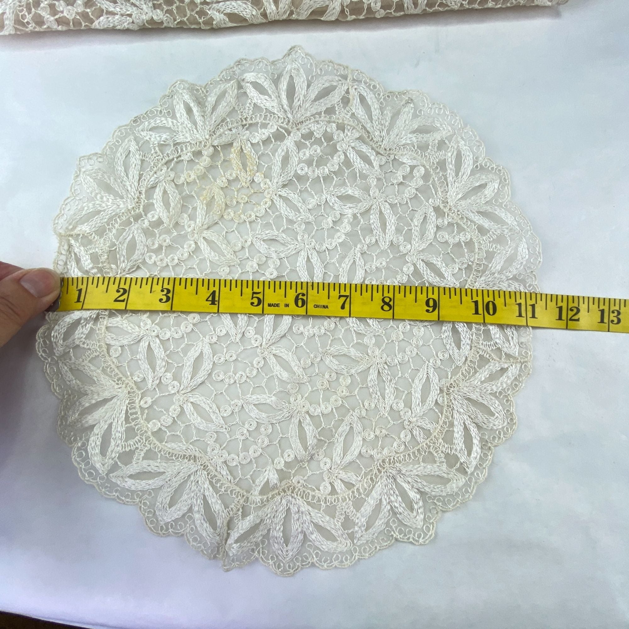 Vintage A Kaye Walt Creation Embroidered Doily and Runner Lace Set of 2