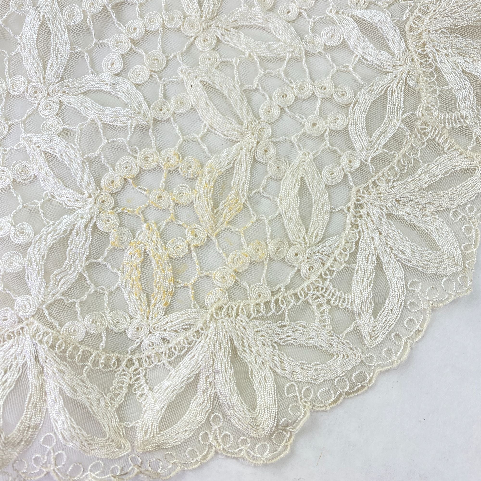 Vintage A Kaye Walt Creation Embroidered Doily and Runner Lace Set of 2