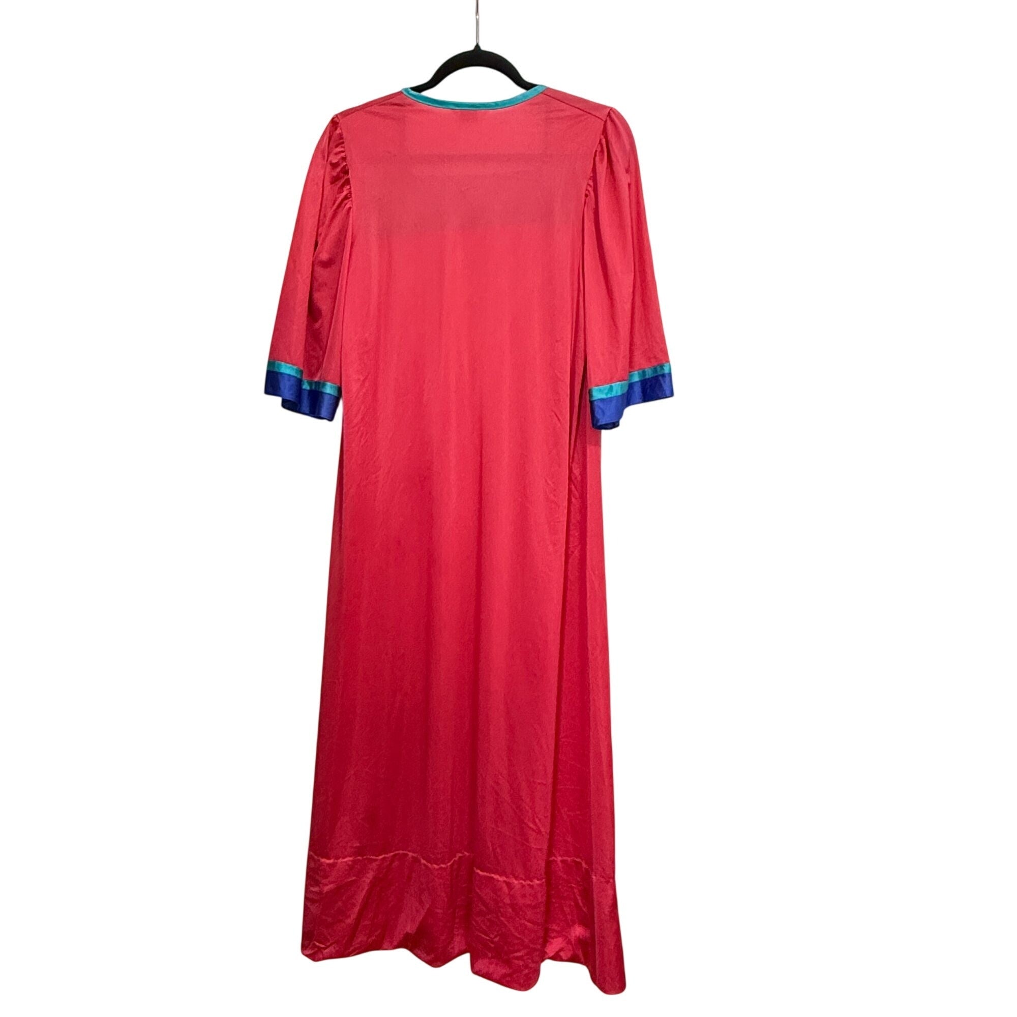 Vintage Henson Kickernick Red & Blue Long Nightgown Square Neck Size S