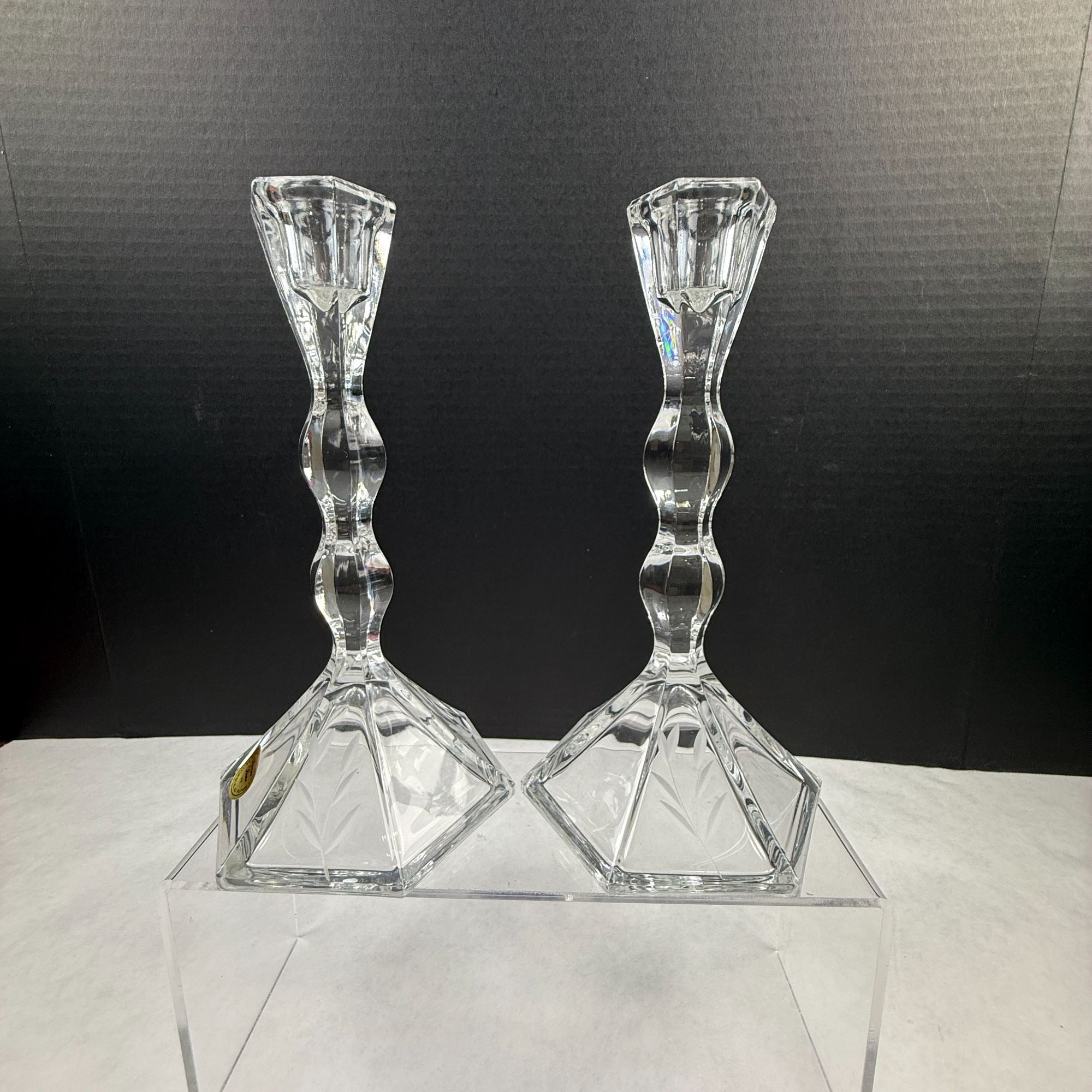 Vintage Princess House Heritage 24 Lead Crystal Candlesticks with Box