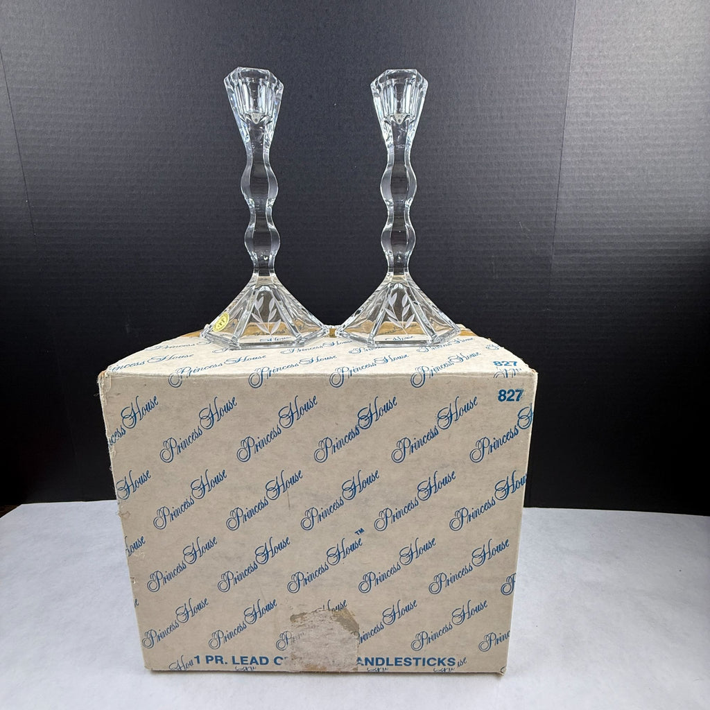 Vintage Princess House Heritage 24 Lead Crystal Candlesticks with Box