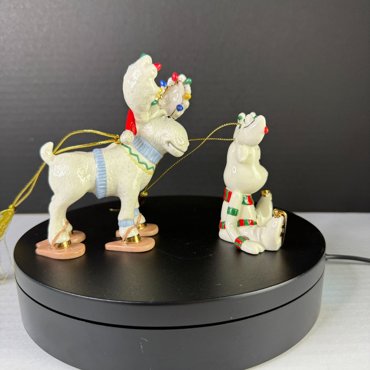 Lenox 2007 Christmas Moose Ornaments Lot of 2 Marcel Merry Mooseshoes