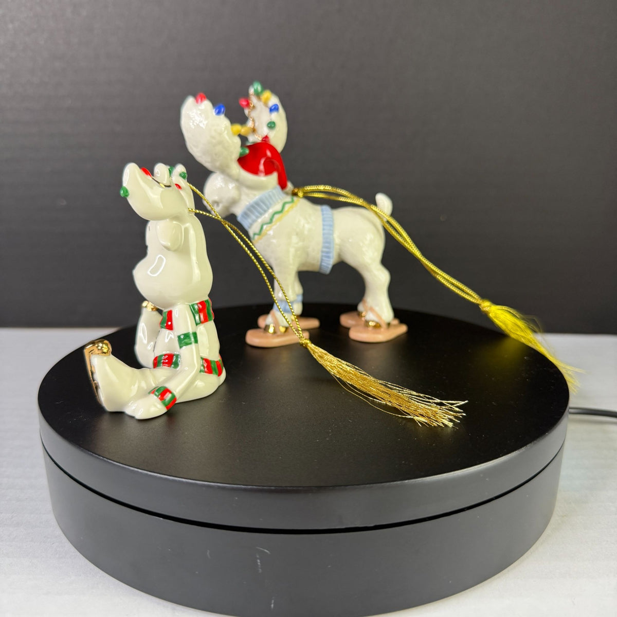 Lenox 2007 Christmas Moose Ornaments Lot of 2 Marcel Merry Mooseshoes