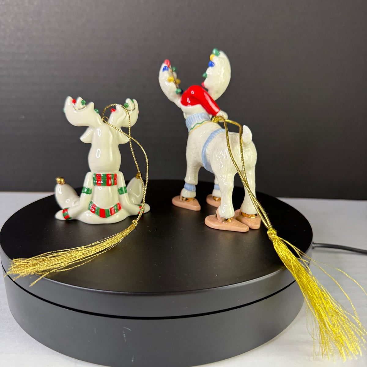 Lenox 2007 Christmas Moose Ornaments Lot of 2 Marcel Merry Mooseshoes
