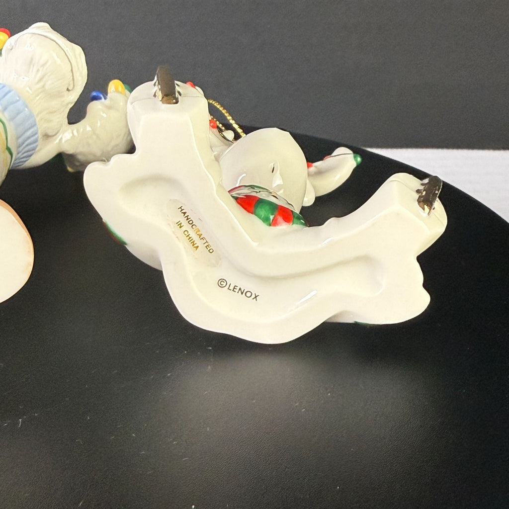 Lenox 2007 Christmas Moose Ornaments Lot of 2 Marcel Merry Mooseshoes