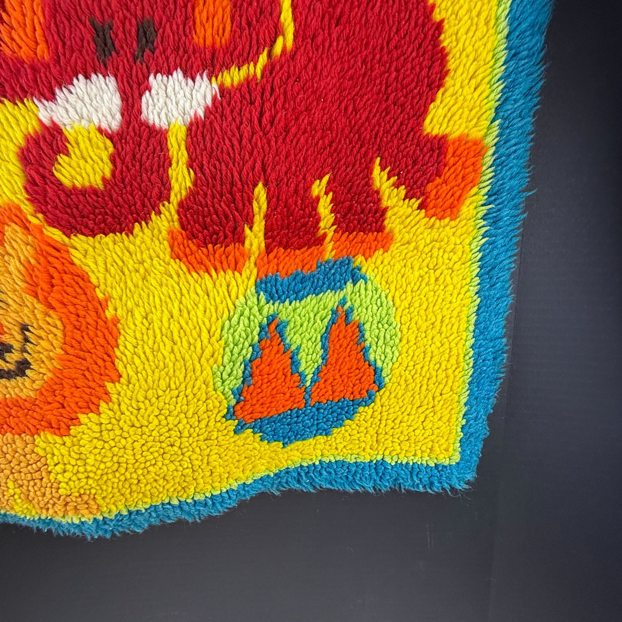 Vintage Circus Zoo Animals Latch Hook Rug Completed