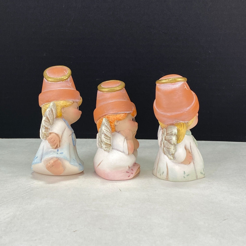Cracked Flower Pot Garden Fairy Angel Figurines Set of 3