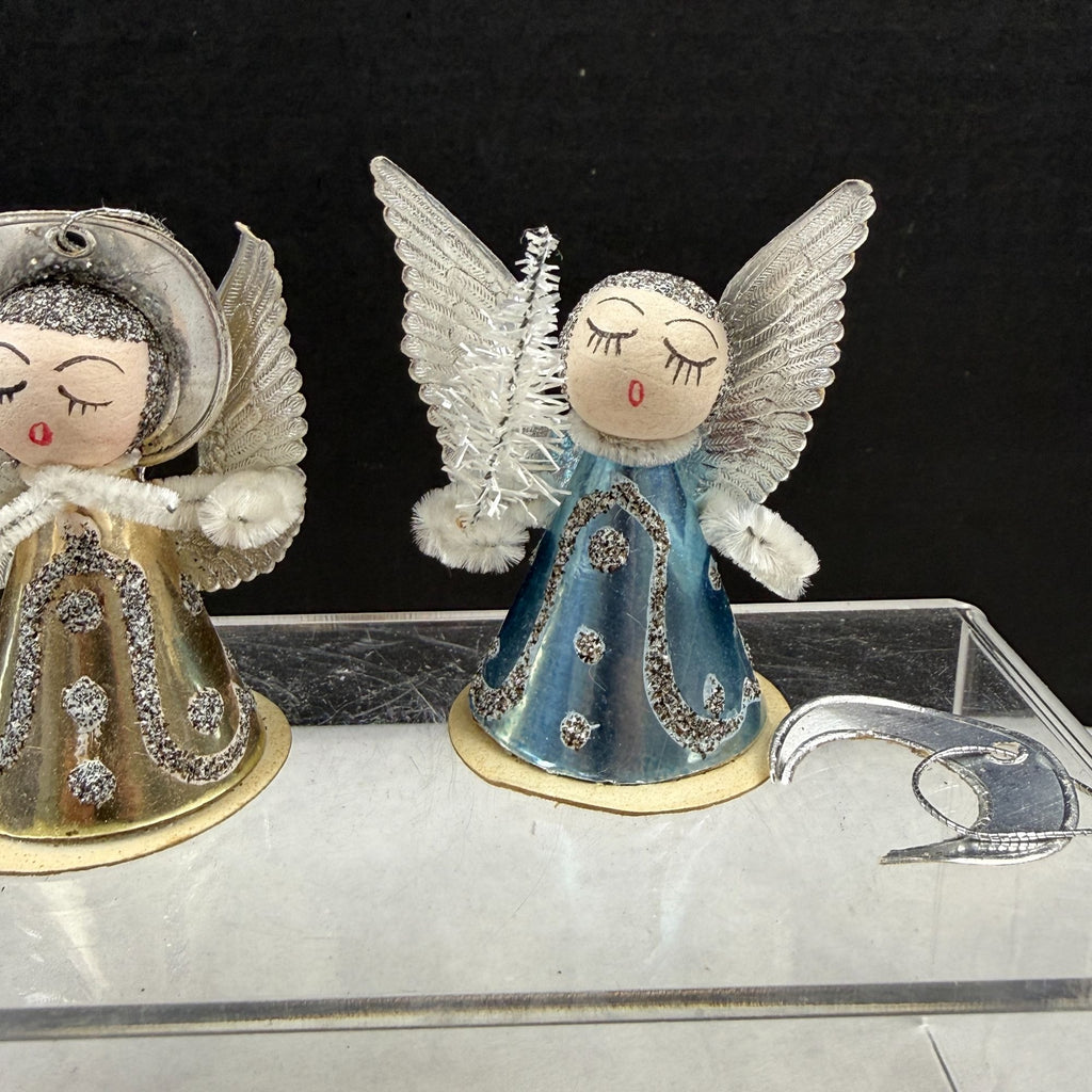 Vintage Putz Cardboard Pipe Cleaner Christmas Angel Ornaments Lot Of 6