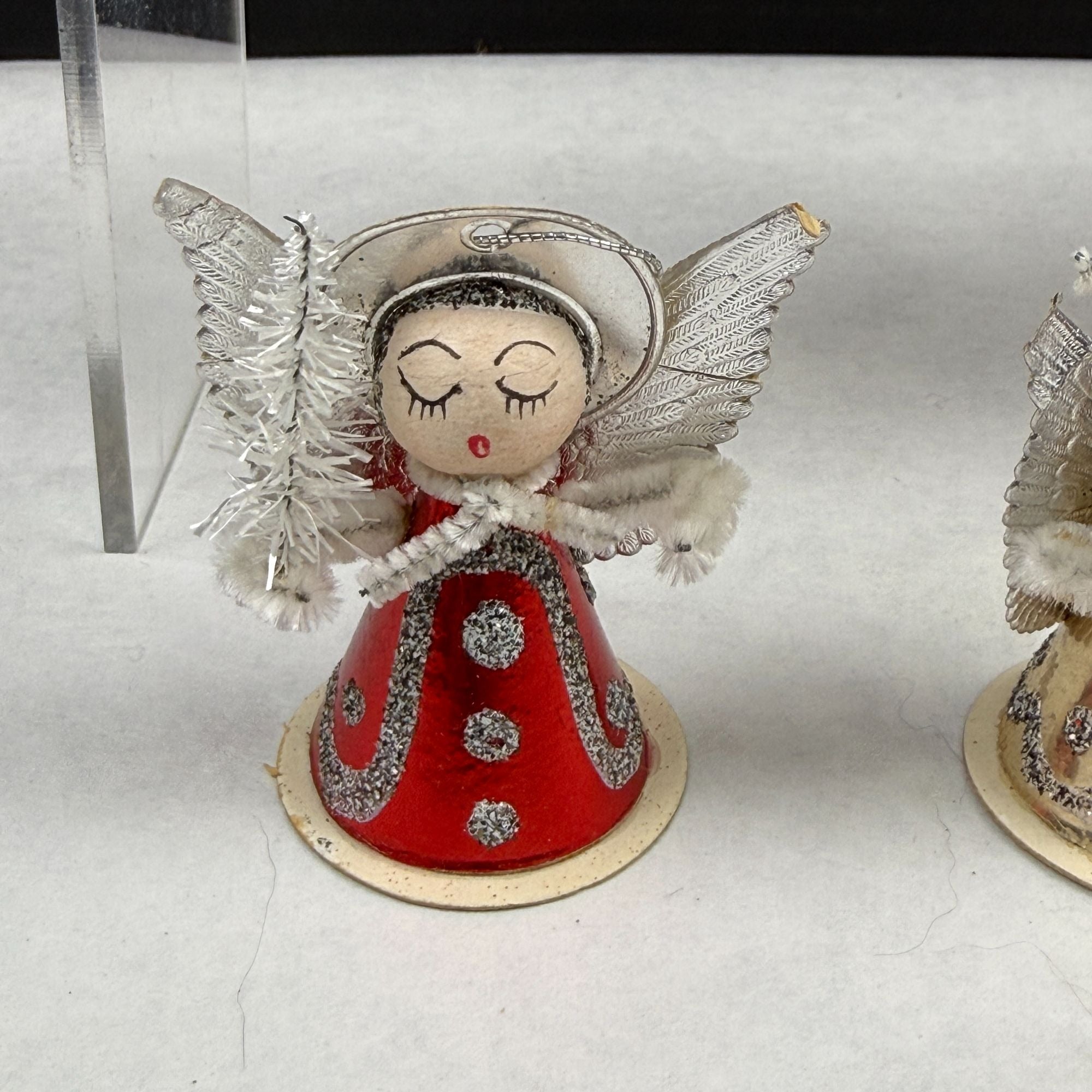 Vintage Putz Cardboard Pipe Cleaner Christmas Angel Ornaments Lot Of 6